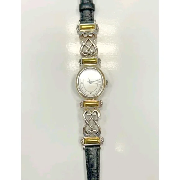 Brighton Silver and Gold Women\'s Watch with Black Strap Brighton Los Olivos Reversible Watch – ooh la la! main image 3